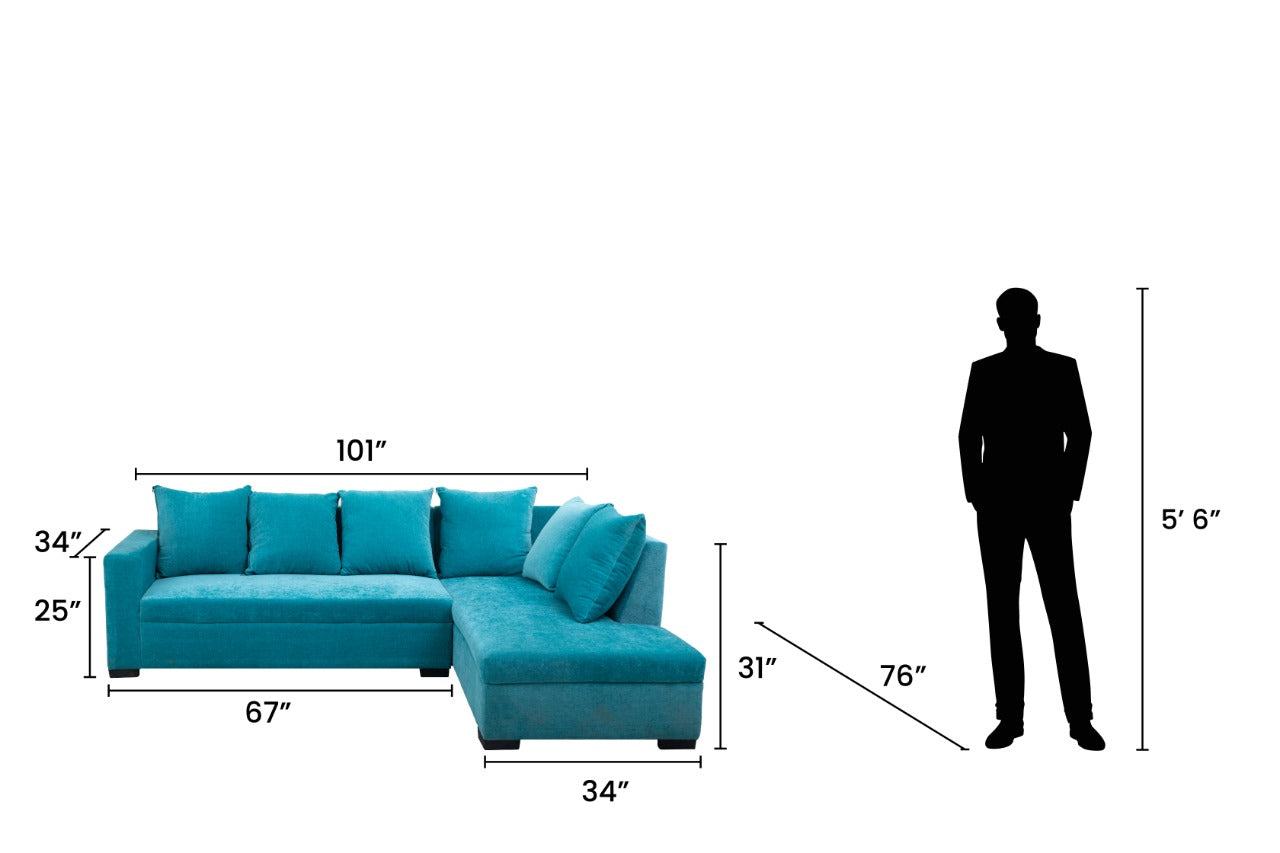Cyan L-Shaped Sofa