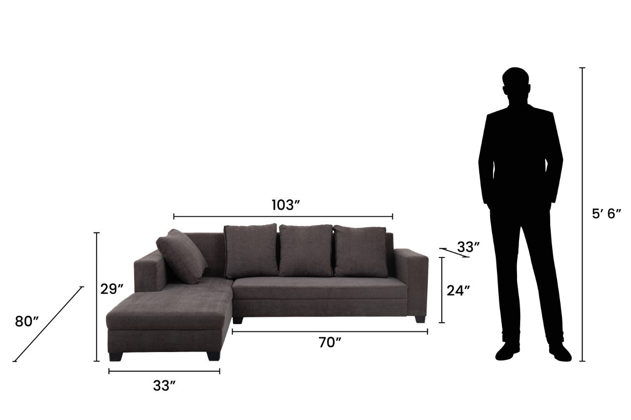 Pebble Grey L-Shaped Sofa