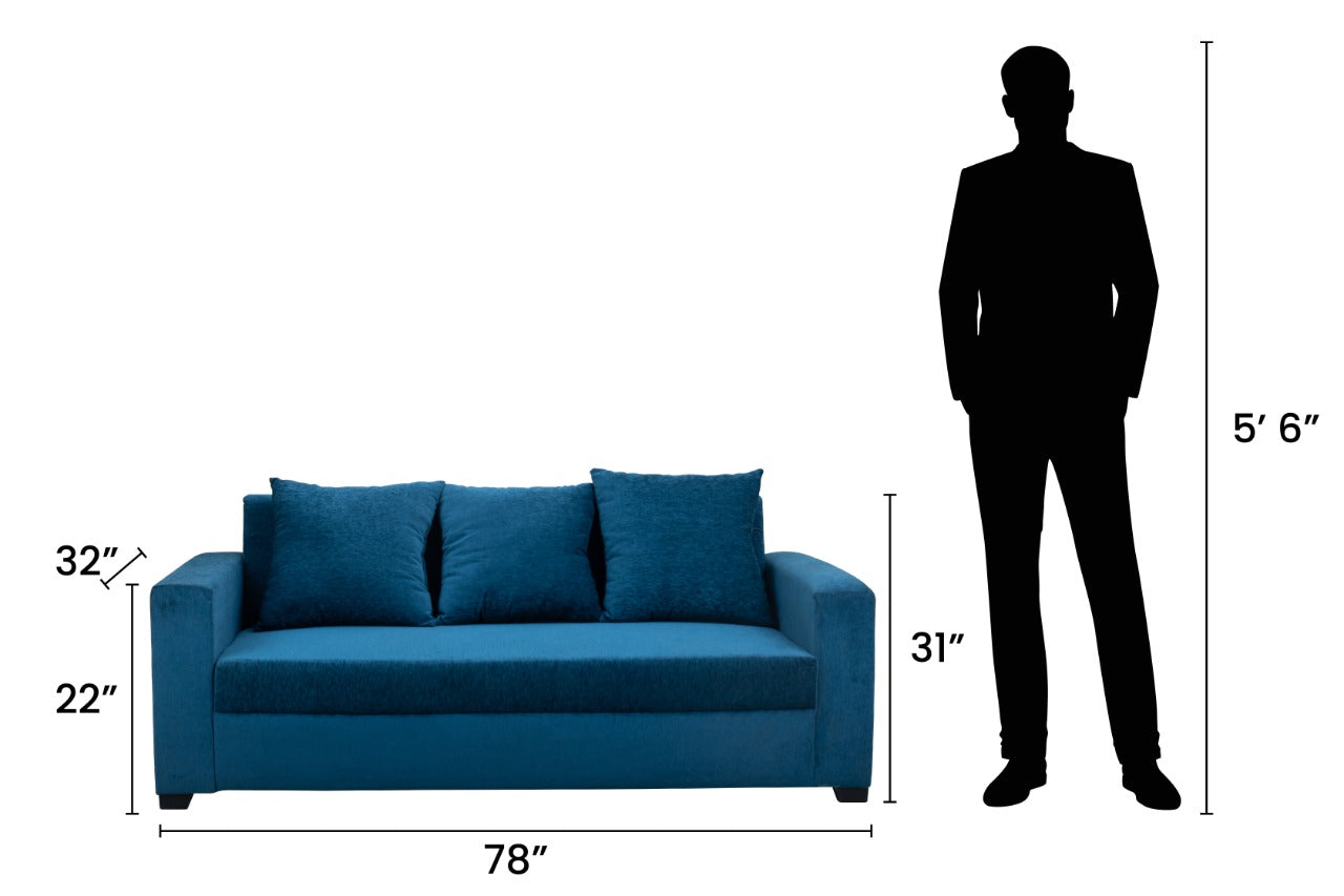 Sapphire Blue 5-Seater Sofa (3+1+1)