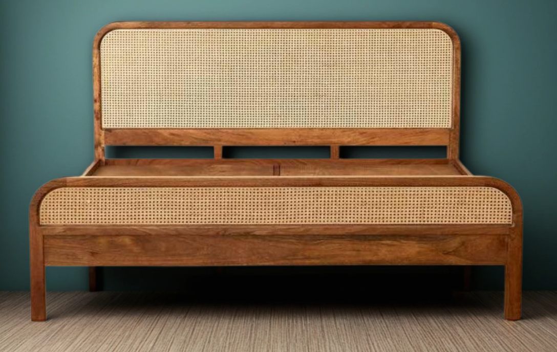 Teak Cane Double Bed